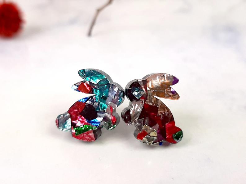 Kaleidoscope Easter Bunny Earrings