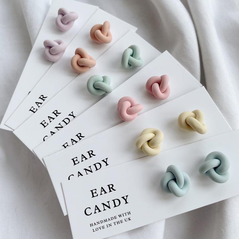 Polymer clay earrings - knot studs