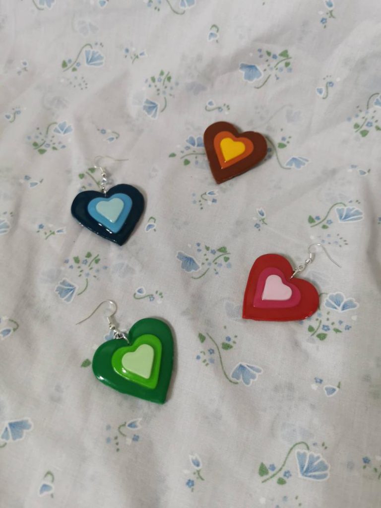Traditional Heart Polymer Clay Earrings